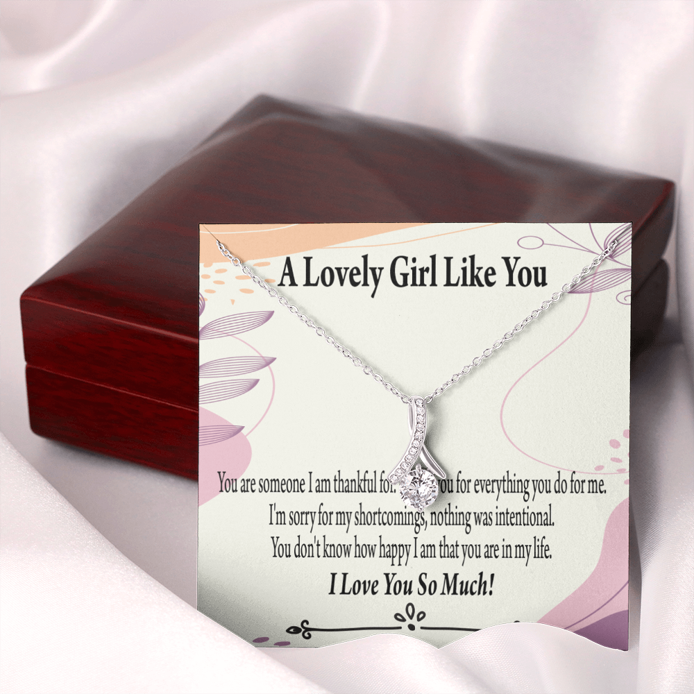 To My Girlfriend So Happy Alluring Ribbon Necklace Message Card-Express Your Love Gifts