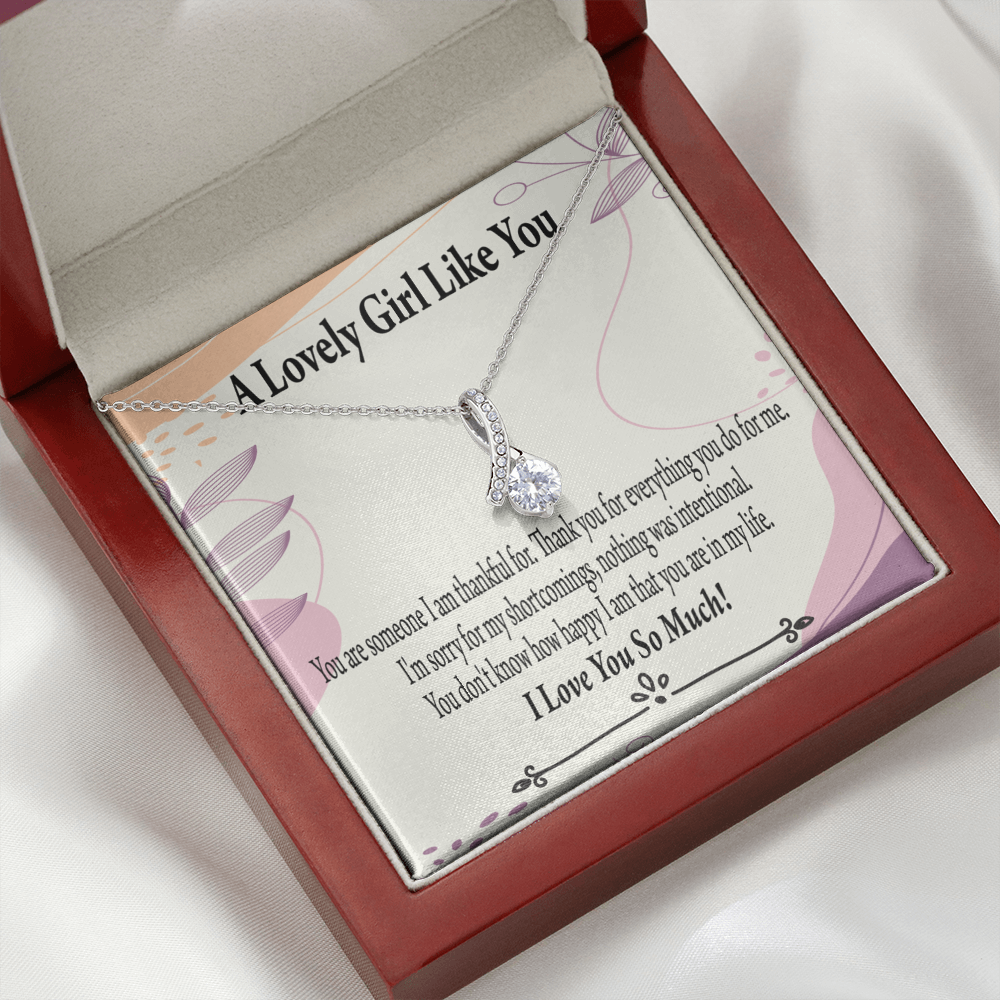 To My Girlfriend So Happy Alluring Ribbon Necklace Message Card-Express Your Love Gifts