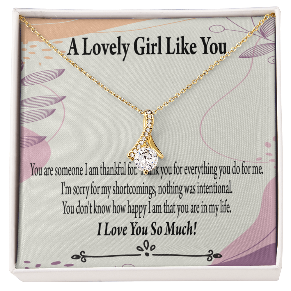 To My Girlfriend So Happy Alluring Ribbon Necklace Message Card-Express Your Love Gifts