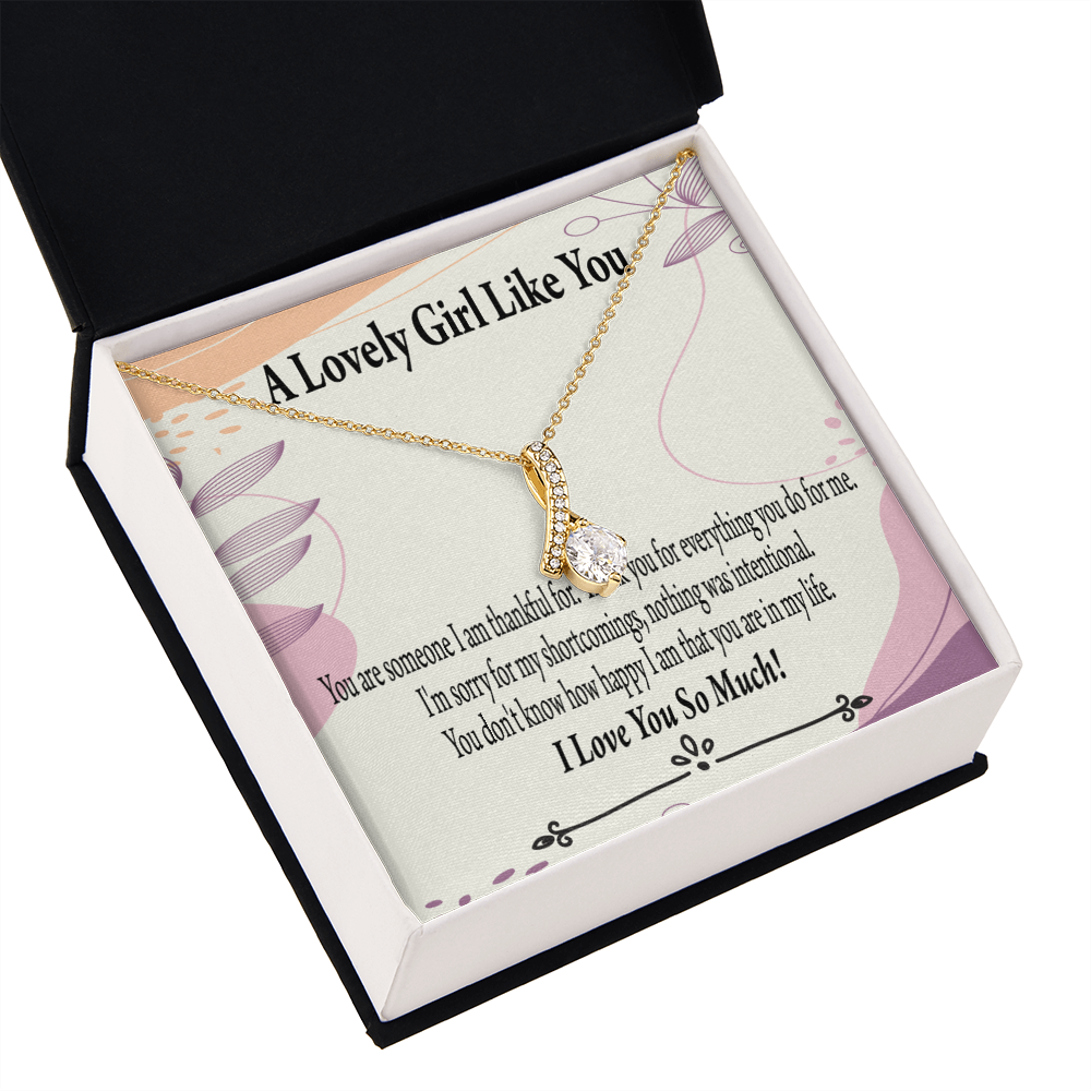 To My Girlfriend So Happy Alluring Ribbon Necklace Message Card-Express Your Love Gifts