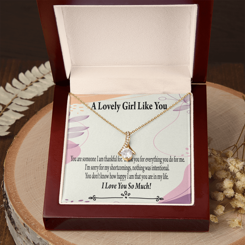 To My Girlfriend So Happy Alluring Ribbon Necklace Message Card-Express Your Love Gifts