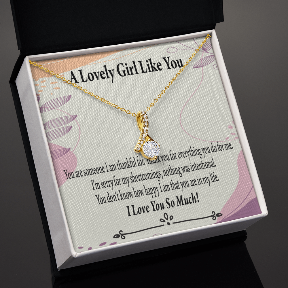 To My Girlfriend So Happy Alluring Ribbon Necklace Message Card-Express Your Love Gifts