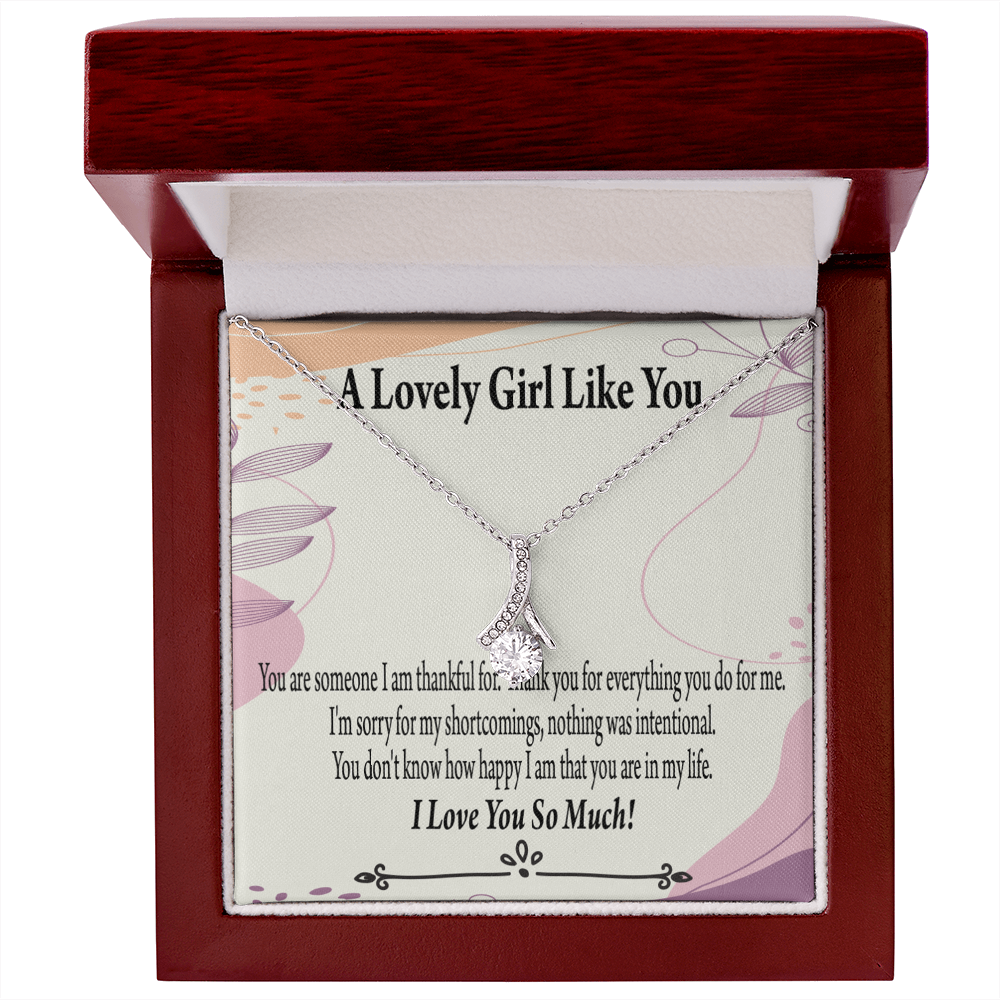 To My Girlfriend So Happy Alluring Ribbon Necklace Message Card-Express Your Love Gifts