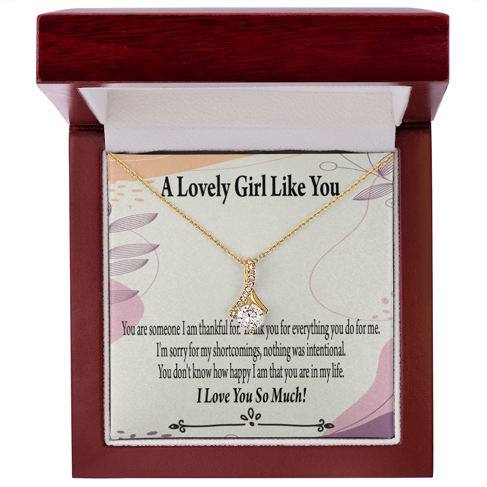 To My Girlfriend So Happy Alluring Ribbon Necklace Message Card-Express Your Love Gifts