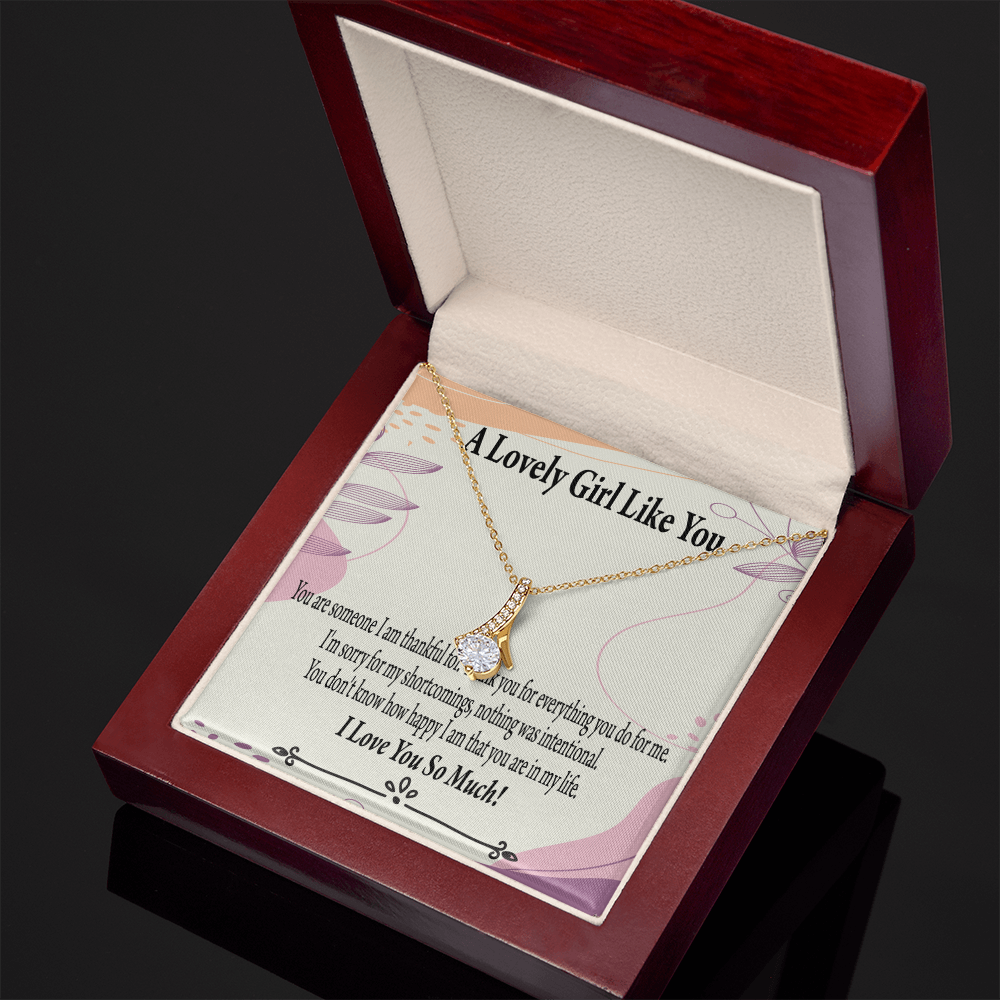 To My Girlfriend So Happy Alluring Ribbon Necklace Message Card-Express Your Love Gifts