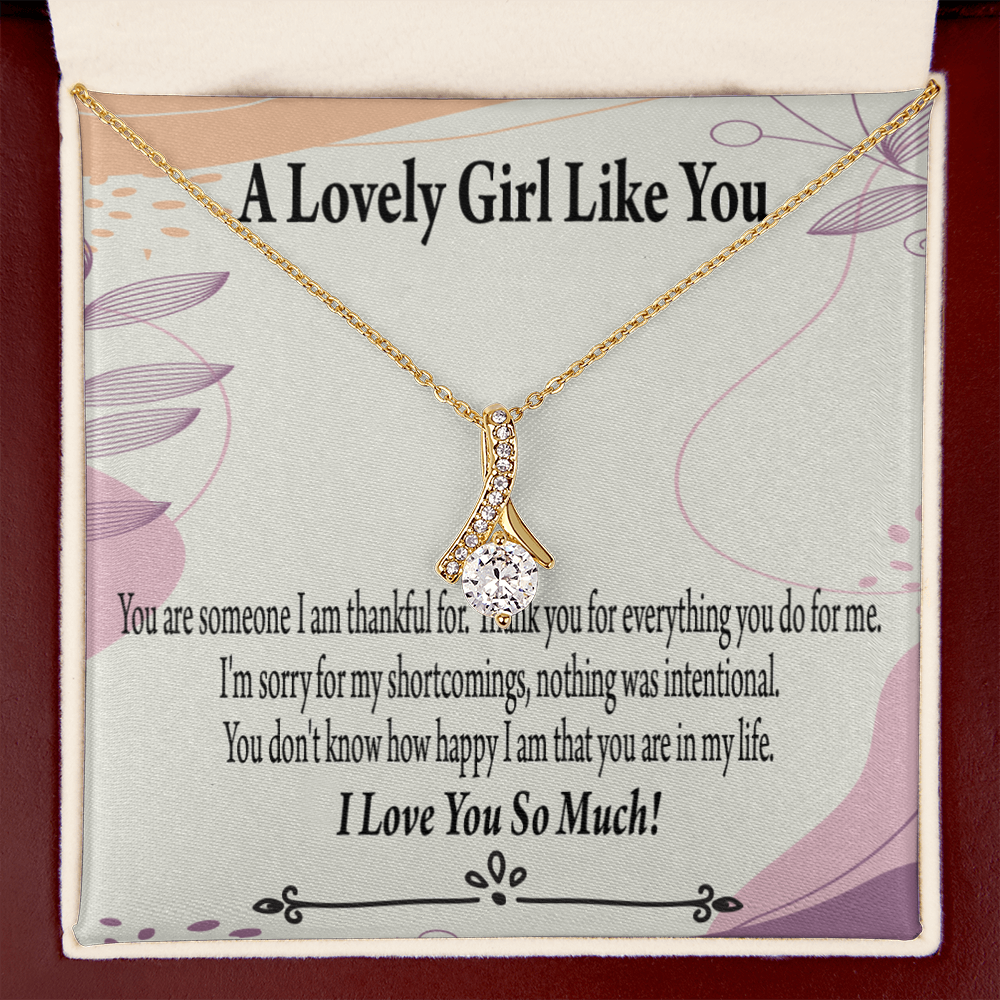 To My Girlfriend So Happy Alluring Ribbon Necklace Message Card-Express Your Love Gifts