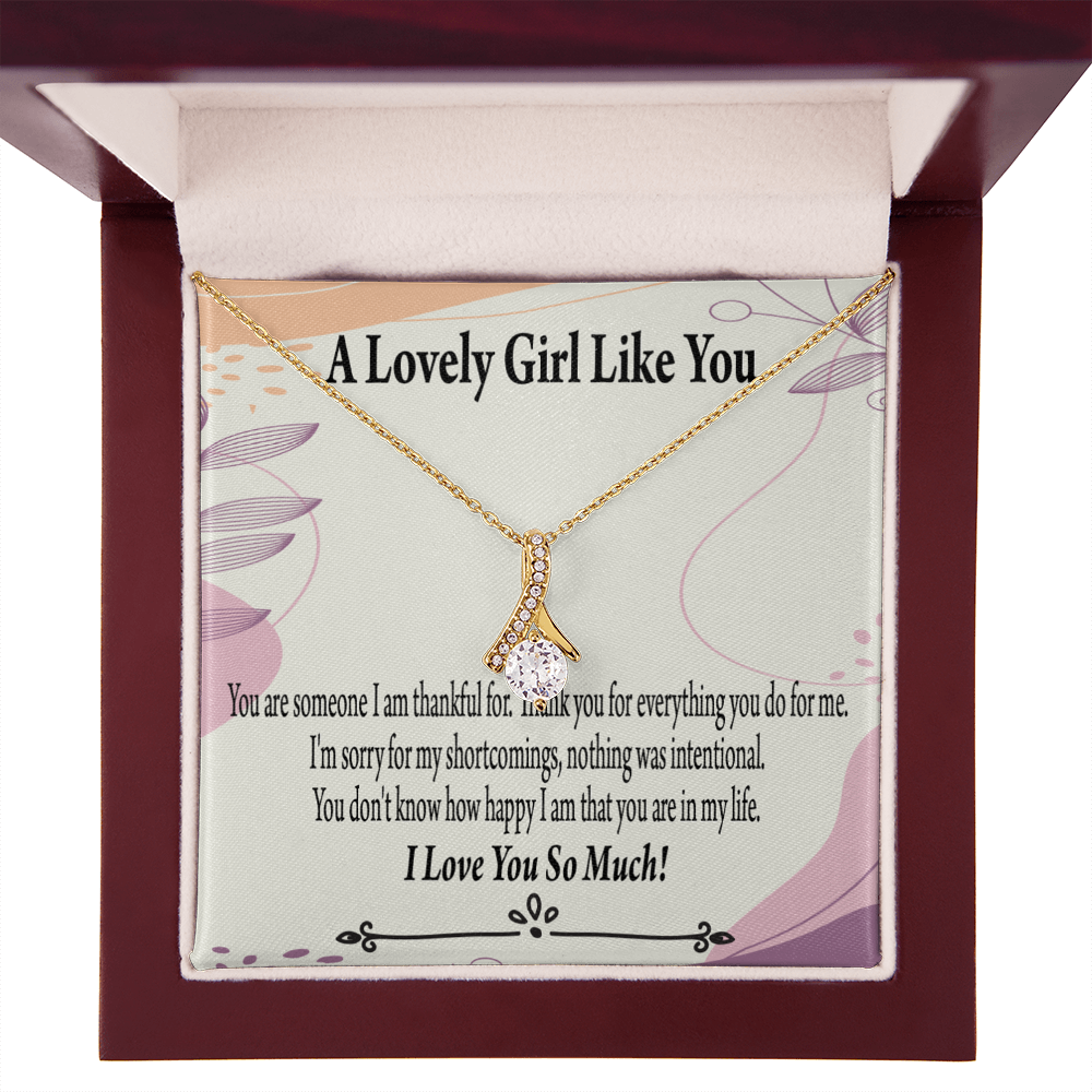 To My Girlfriend So Happy Alluring Ribbon Necklace Message Card-Express Your Love Gifts