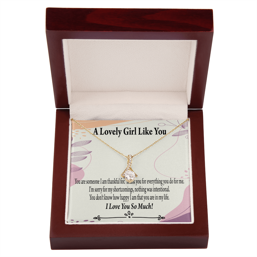 To My Girlfriend So Happy Alluring Ribbon Necklace Message Card-Express Your Love Gifts