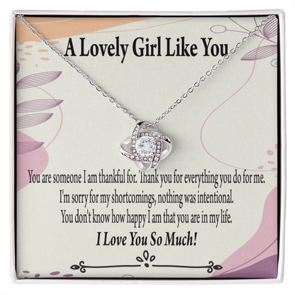 To My Girlfriend So Happy Infinity Knot Necklace Message Card-Express Your Love Gifts