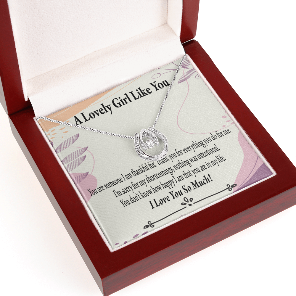 To My Girlfriend So Happy Lucky Horseshoe Necklace Message Card 14k w CZ Crystals-Express Your Love Gifts