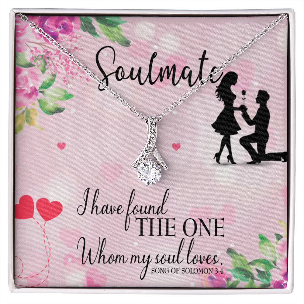 To My Girlfriend SoulMate Alluring Ribbon Necklace Message Card-Express Your Love Gifts