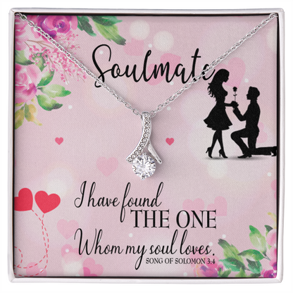 To My Girlfriend SoulMate Alluring Ribbon Necklace Message Card-Express Your Love Gifts