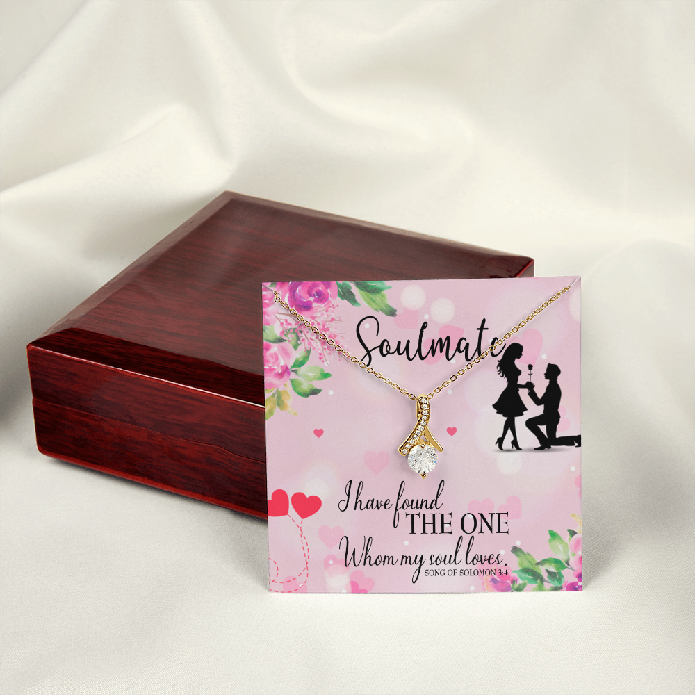 To My Girlfriend SoulMate Alluring Ribbon Necklace Message Card-Express Your Love Gifts