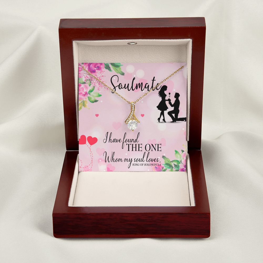 To My Girlfriend SoulMate Alluring Ribbon Necklace Message Card-Express Your Love Gifts