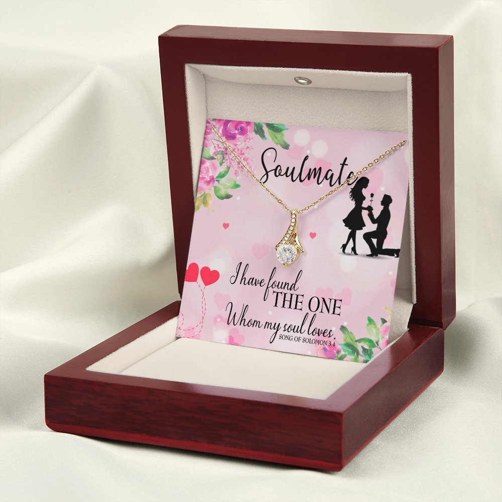 To My Girlfriend SoulMate Alluring Ribbon Necklace Message Card-Express Your Love Gifts