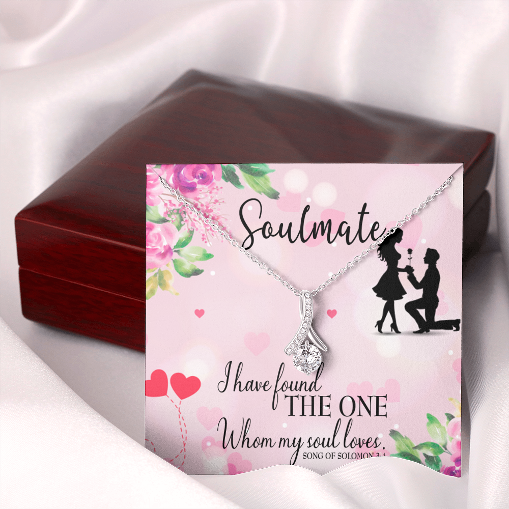 To My Girlfriend SoulMate Alluring Ribbon Necklace Message Card-Express Your Love Gifts