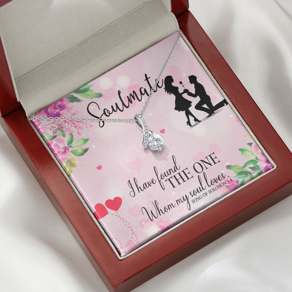 To My Girlfriend SoulMate Alluring Ribbon Necklace Message Card-Express Your Love Gifts