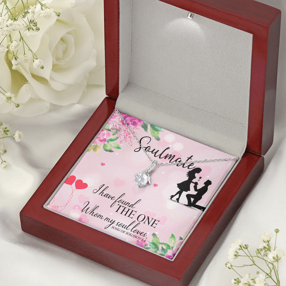 To My Girlfriend SoulMate Alluring Ribbon Necklace Message Card-Express Your Love Gifts