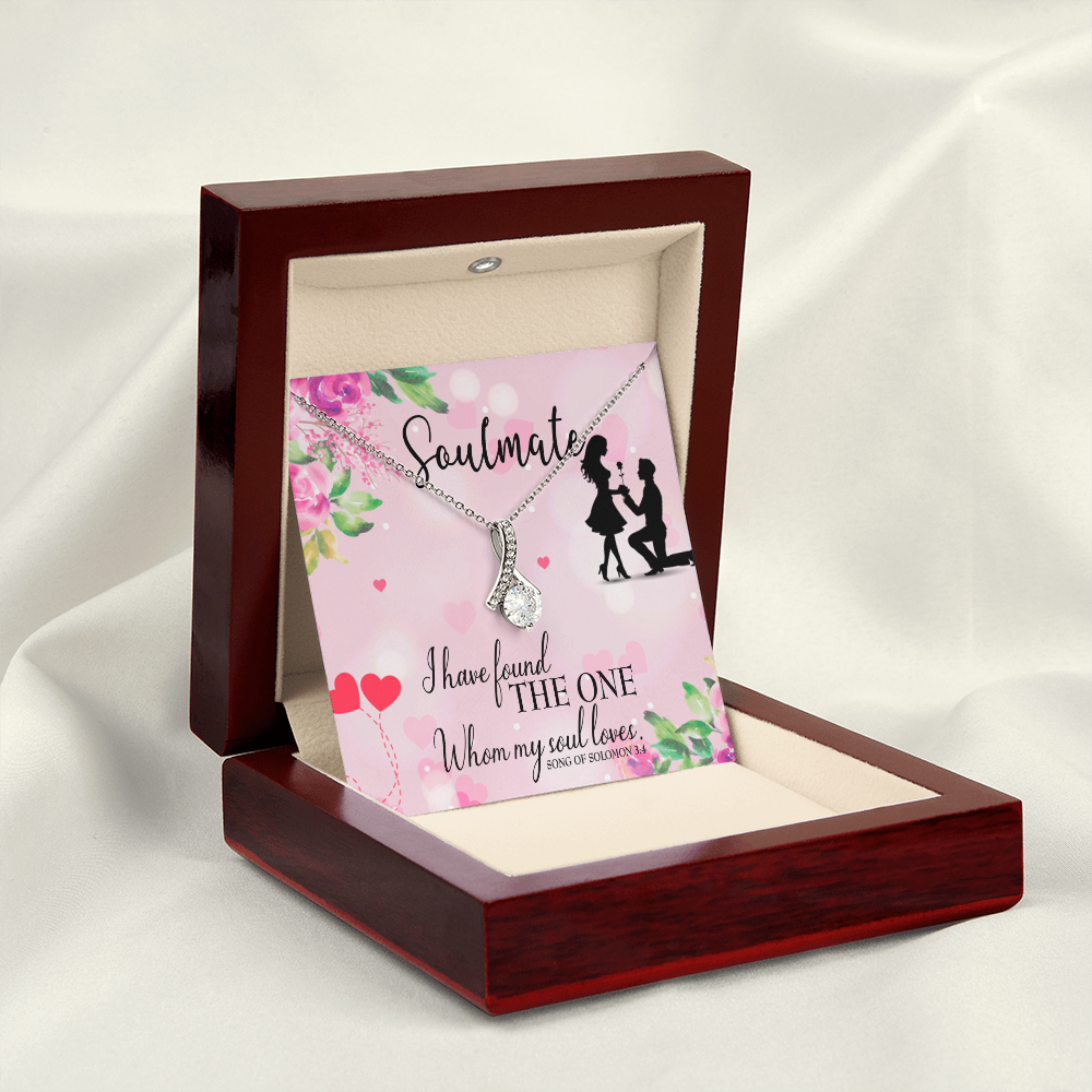 To My Girlfriend SoulMate Alluring Ribbon Necklace Message Card-Express Your Love Gifts