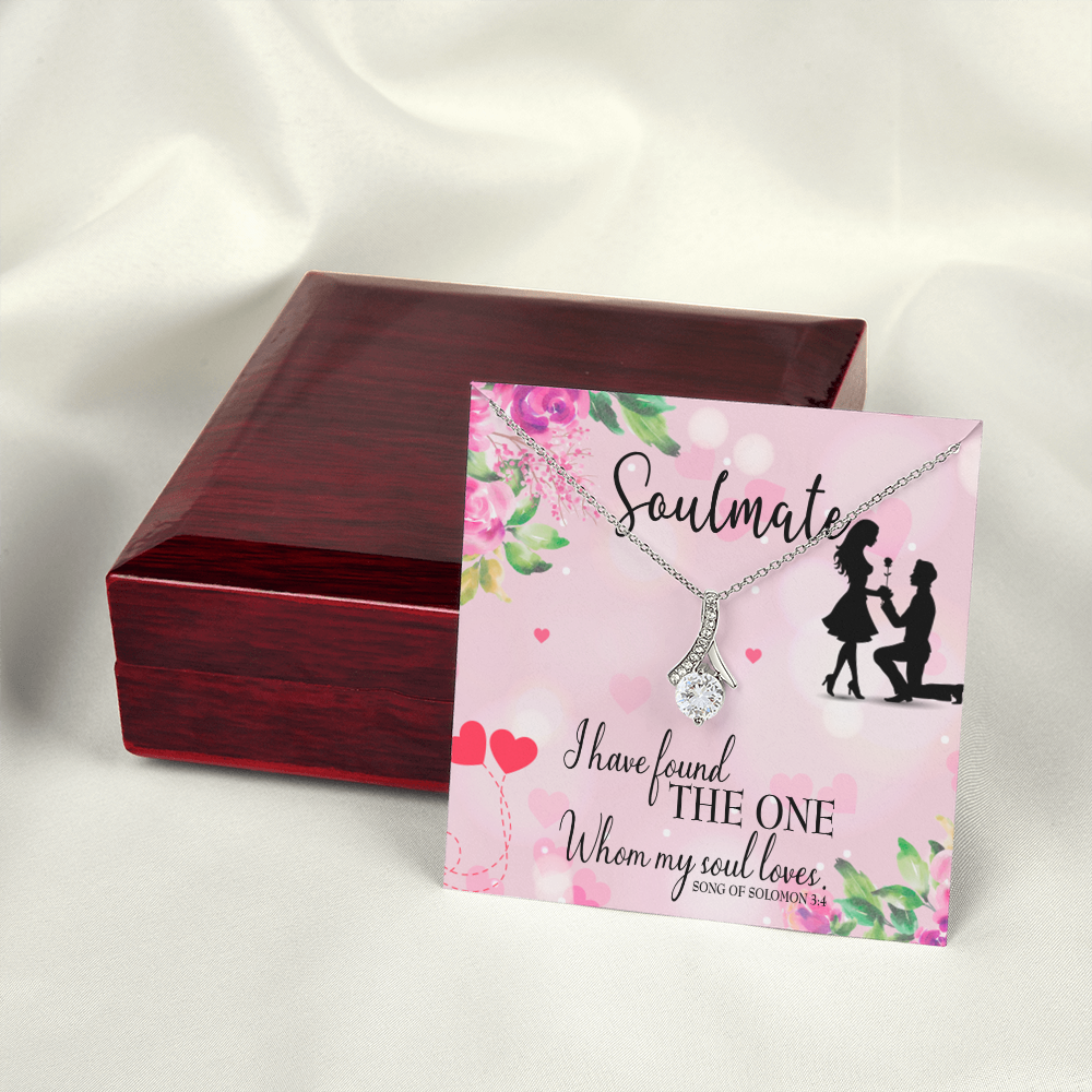 To My Girlfriend SoulMate Alluring Ribbon Necklace Message Card-Express Your Love Gifts