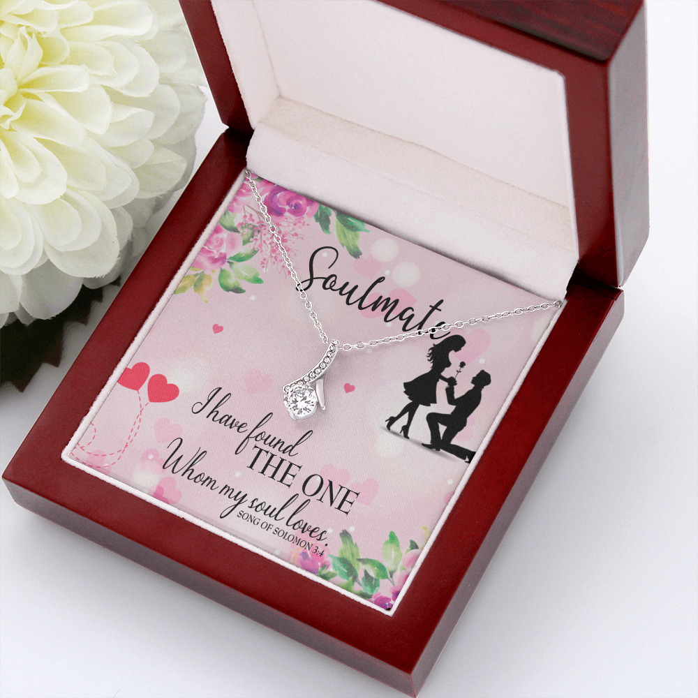 To My Girlfriend SoulMate Alluring Ribbon Necklace Message Card-Express Your Love Gifts
