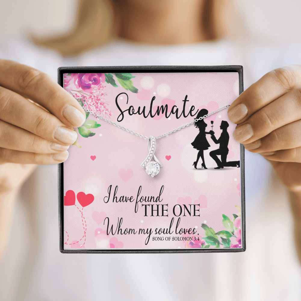 To My Girlfriend SoulMate Alluring Ribbon Necklace Message Card-Express Your Love Gifts