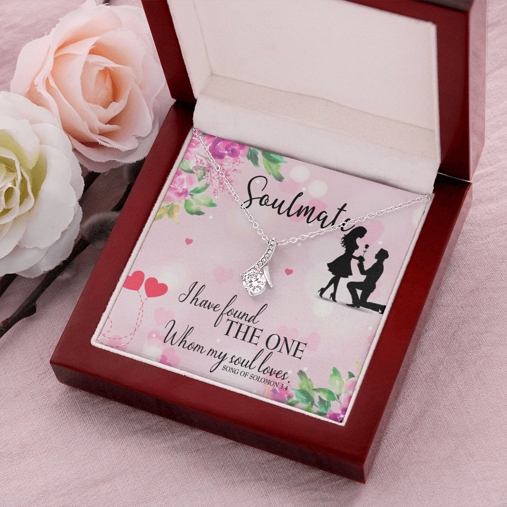To My Girlfriend SoulMate Alluring Ribbon Necklace Message Card-Express Your Love Gifts