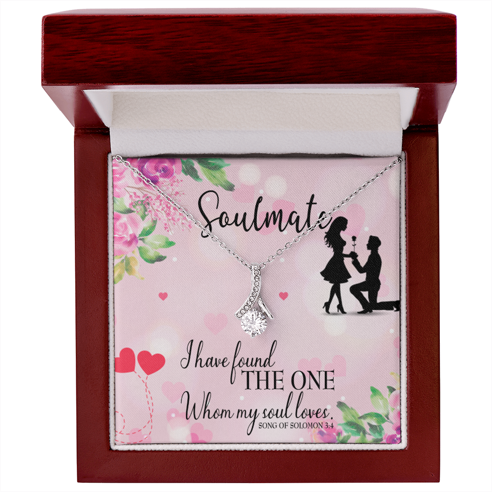 To My Girlfriend SoulMate Alluring Ribbon Necklace Message Card-Express Your Love Gifts