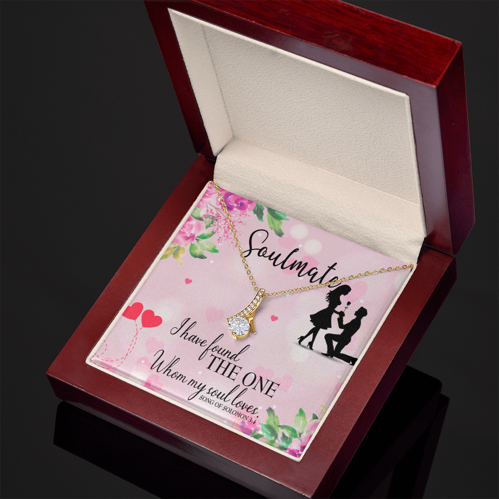 To My Girlfriend SoulMate Alluring Ribbon Necklace Message Card-Express Your Love Gifts