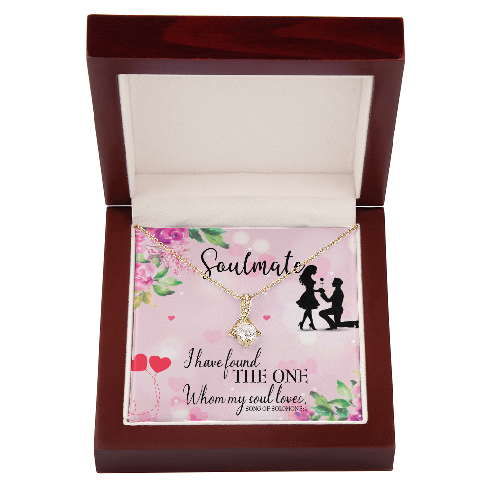 To My Girlfriend SoulMate Alluring Ribbon Necklace Message Card-Express Your Love Gifts