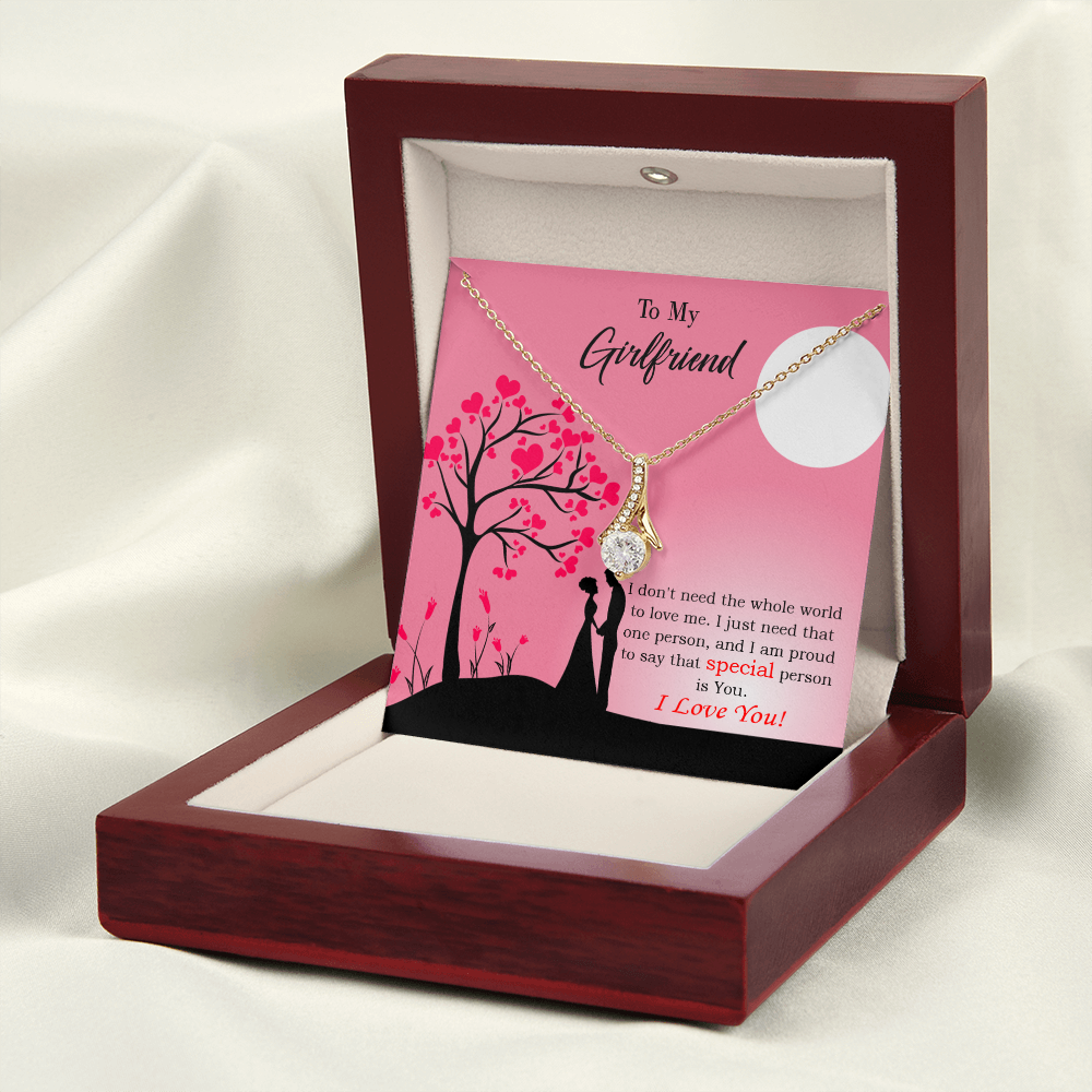To My Girlfriend Special Person is You Alluring Ribbon Necklace Message Card-Express Your Love Gifts