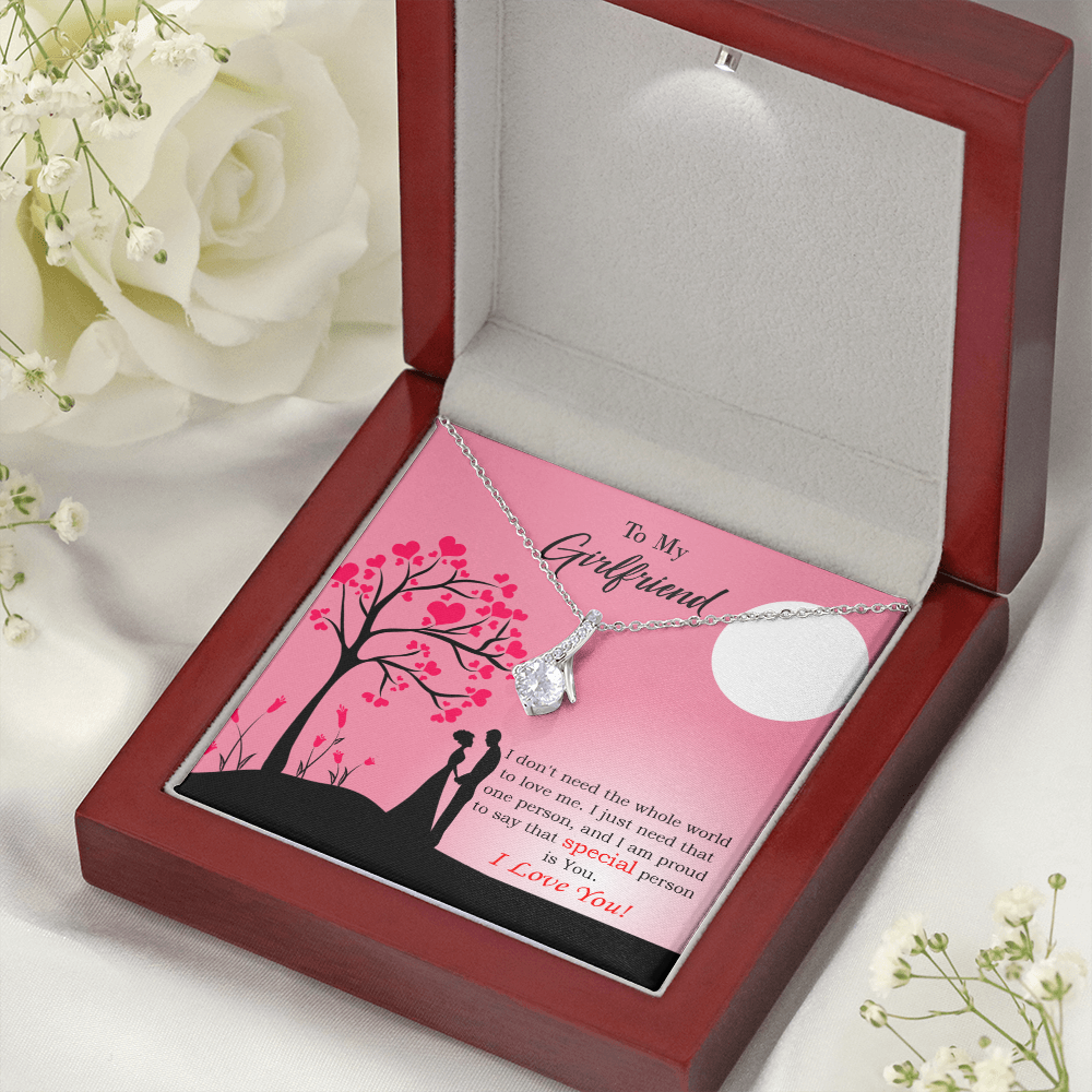 To My Girlfriend Special Person is You Alluring Ribbon Necklace Message Card-Express Your Love Gifts