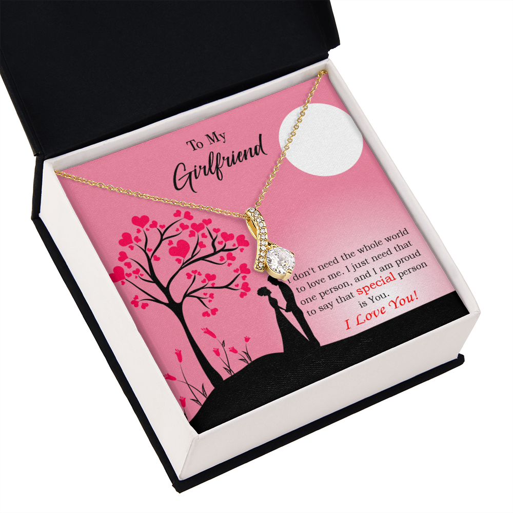 To My Girlfriend Special Person is You Alluring Ribbon Necklace Message Card-Express Your Love Gifts