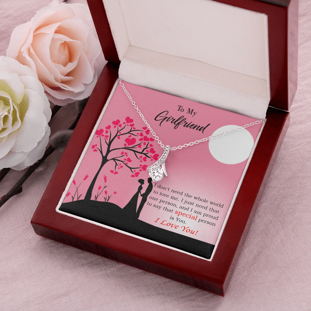 To My Girlfriend Special Person is You Alluring Ribbon Necklace Message Card-Express Your Love Gifts