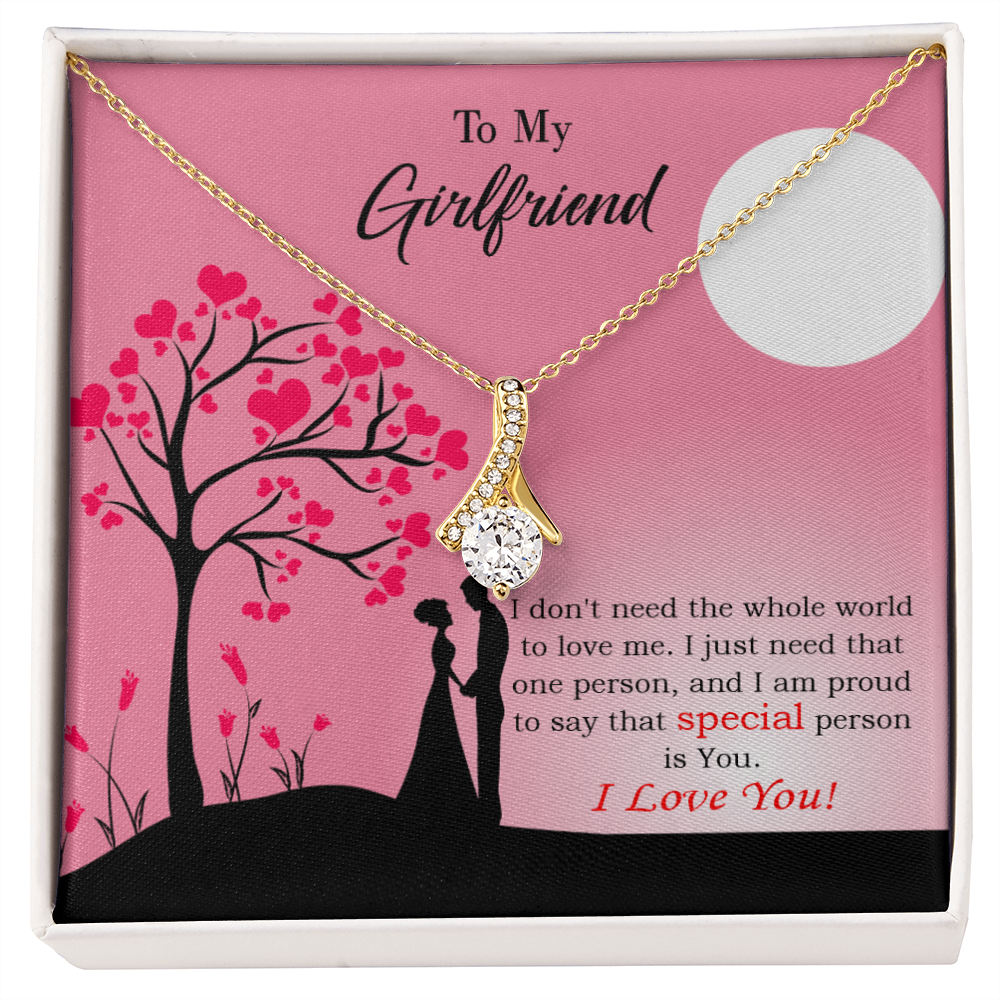 To My Girlfriend Special Person is You Alluring Ribbon Necklace Message Card-Express Your Love Gifts
