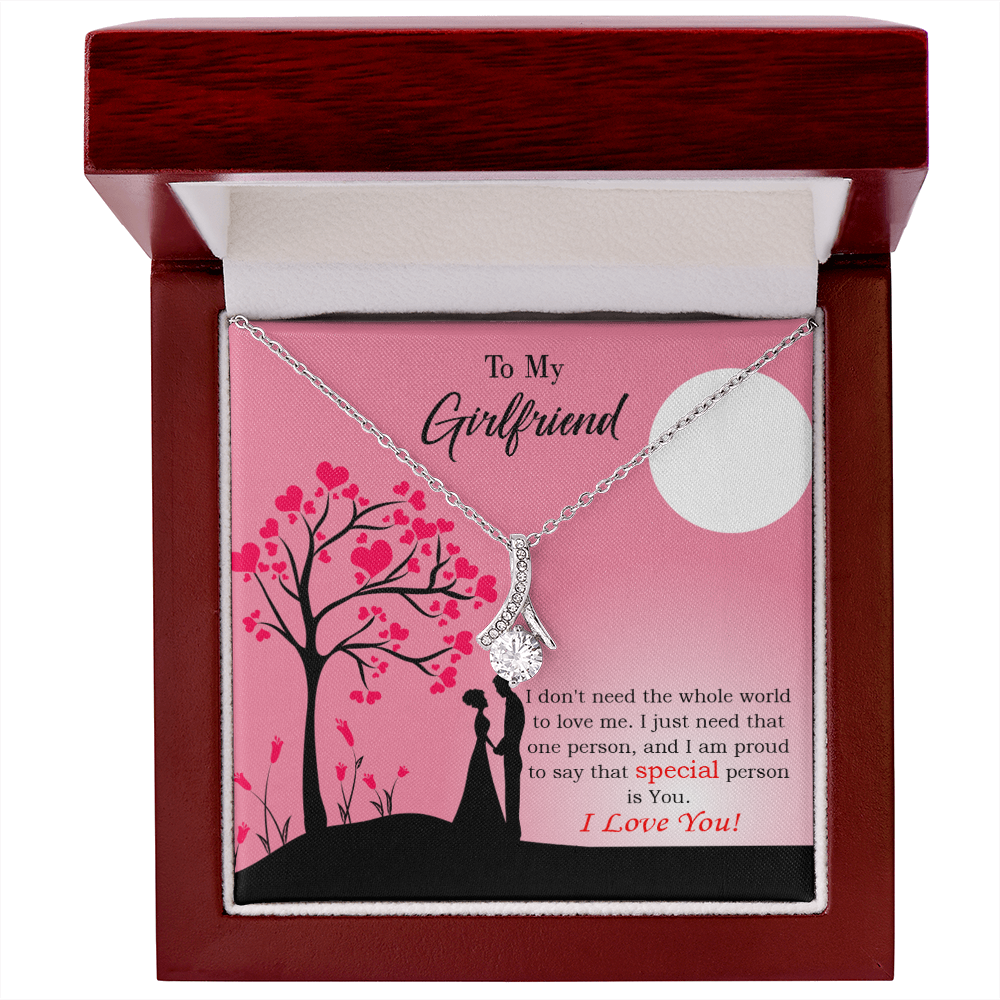 To My Girlfriend Special Person is You Alluring Ribbon Necklace Message Card-Express Your Love Gifts