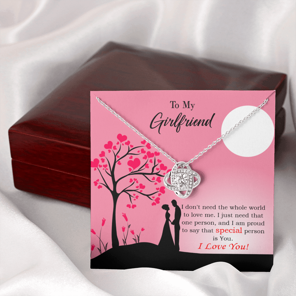 To My Girlfriend Special Person is You Infinity Knot Necklace Message Card-Express Your Love Gifts