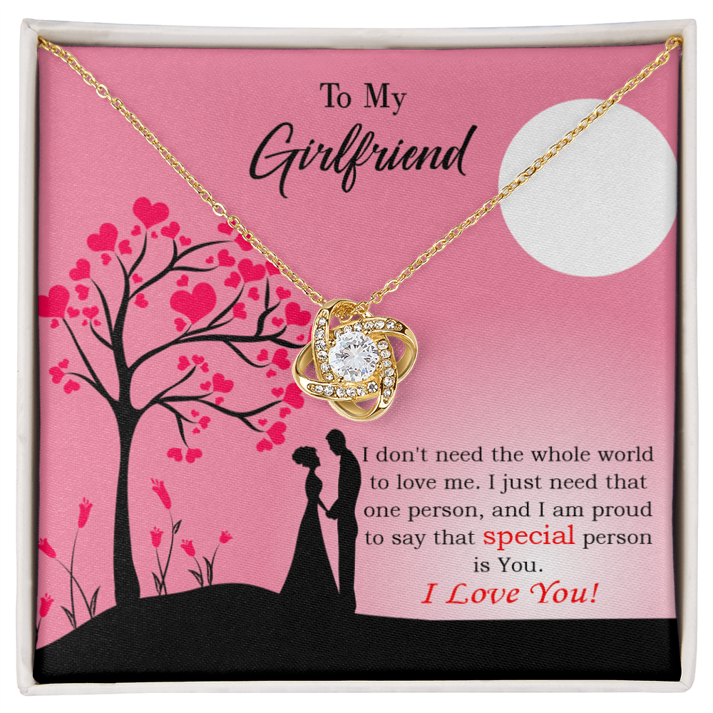 To My Girlfriend Special Person is You Infinity Knot Necklace Message Card-Express Your Love Gifts