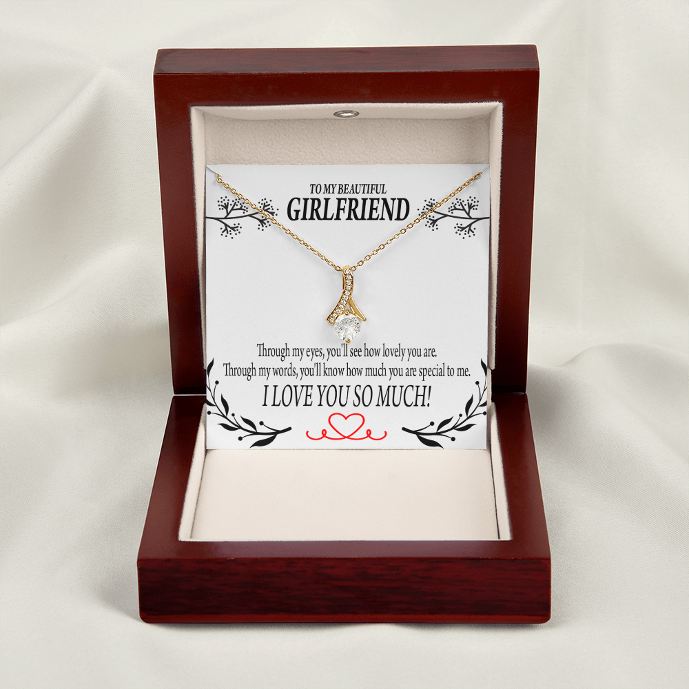 To My Girlfriend Special to Me Alluring Ribbon Necklace Message Card-Express Your Love Gifts