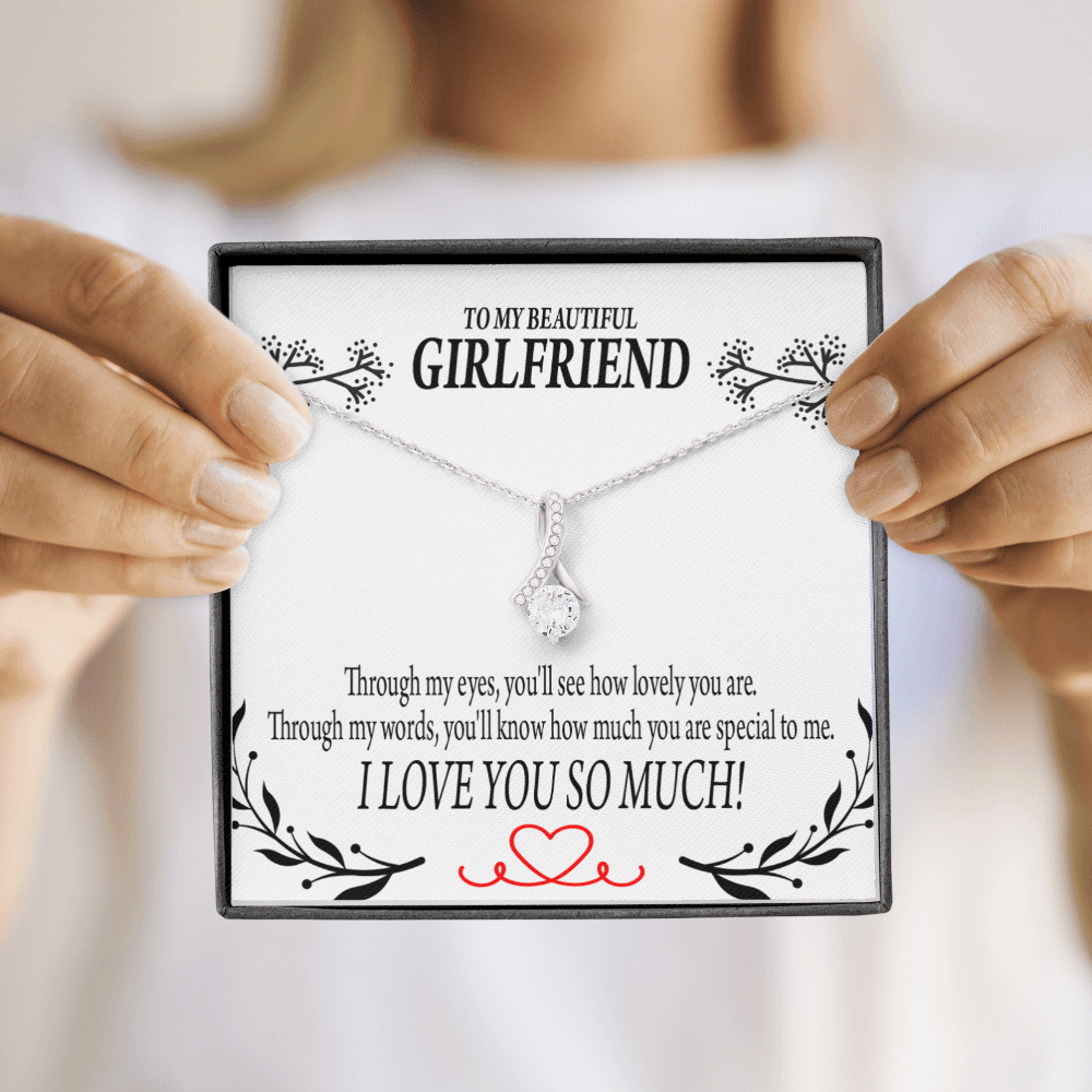 To My Girlfriend Special to Me Alluring Ribbon Necklace Message Card-Express Your Love Gifts