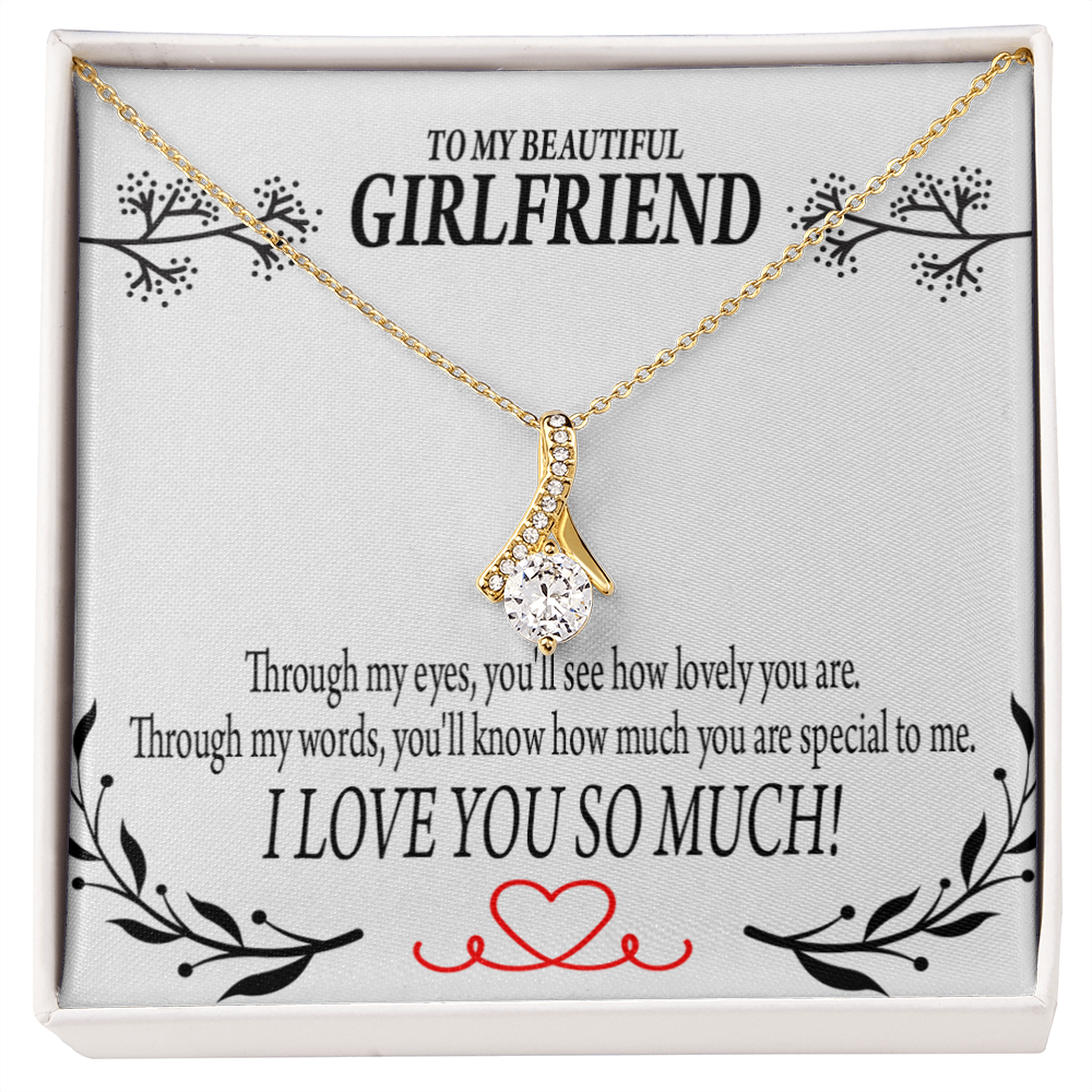 To My Girlfriend Special to Me Alluring Ribbon Necklace Message Card-Express Your Love Gifts