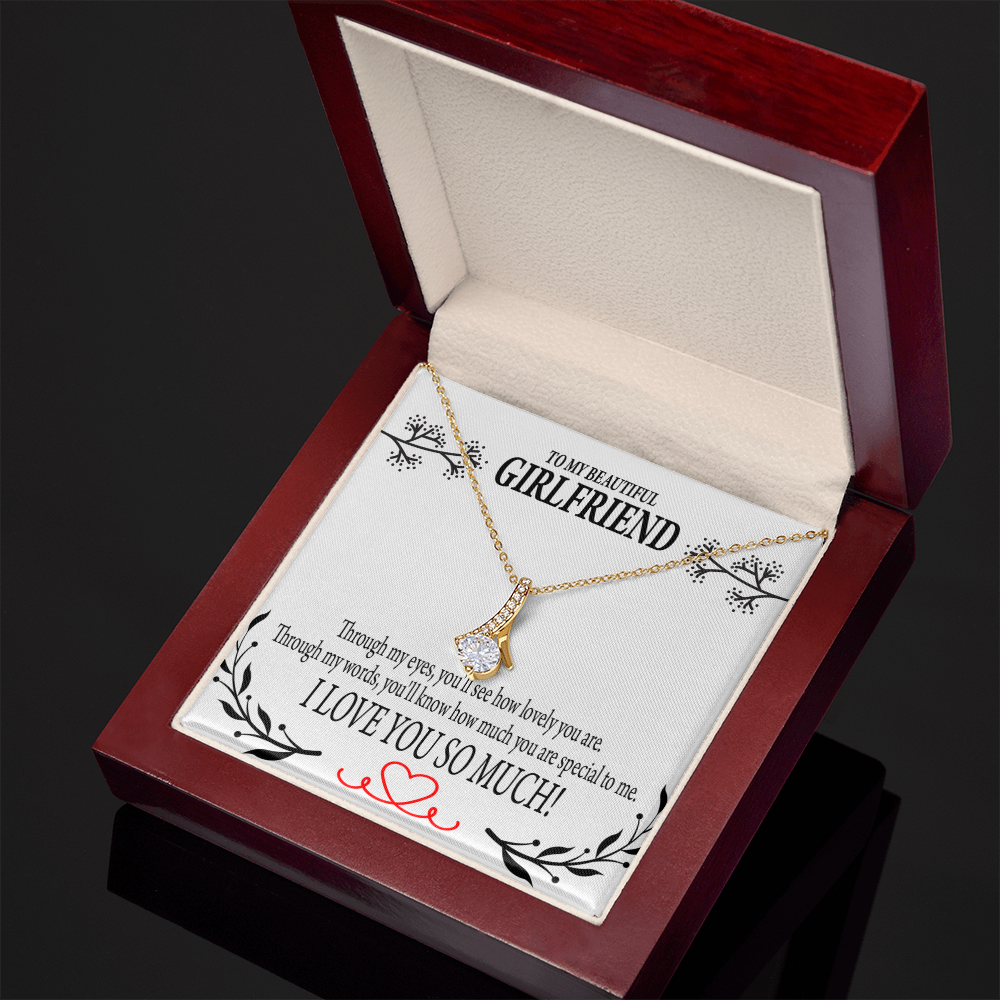 To My Girlfriend Special to Me Alluring Ribbon Necklace Message Card-Express Your Love Gifts
