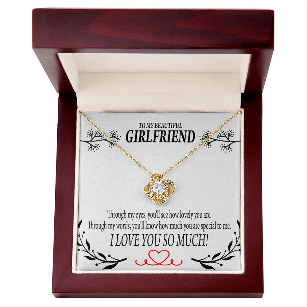 To My Girlfriend Special to Me Infinity Knot Necklace Message Card-Express Your Love Gifts