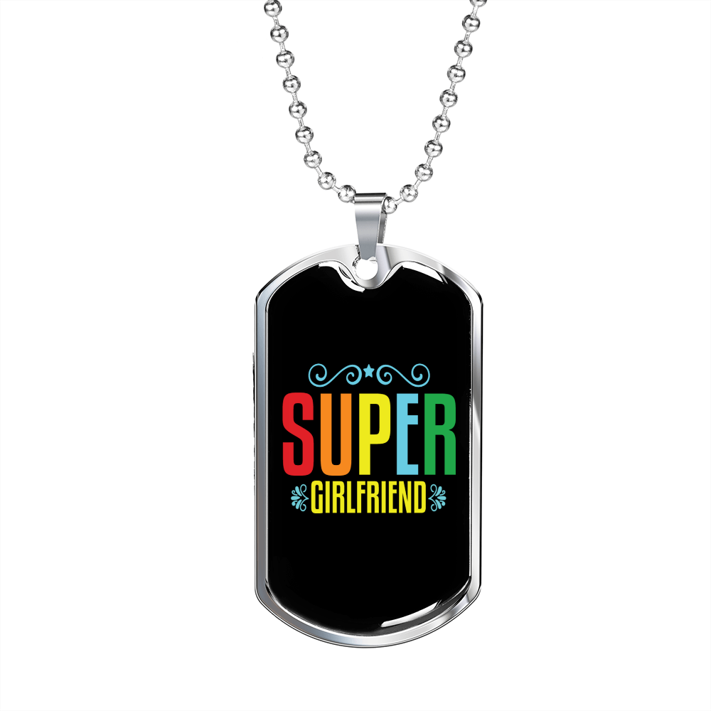 To My Girlfriend Super Girlfriend Yellow Necklace Stainless Steel or 18k Gold Dog Tag 24" Chain-Express Your Love Gifts