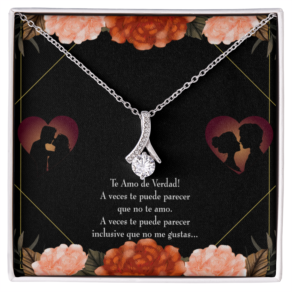 To My Girlfriend Te Amo Alluring Ribbon Necklace Message Card-Express Your Love Gifts