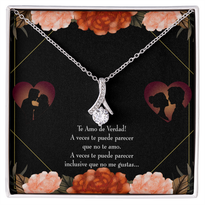 To My Girlfriend Te Amo Alluring Ribbon Necklace Message Card-Express Your Love Gifts