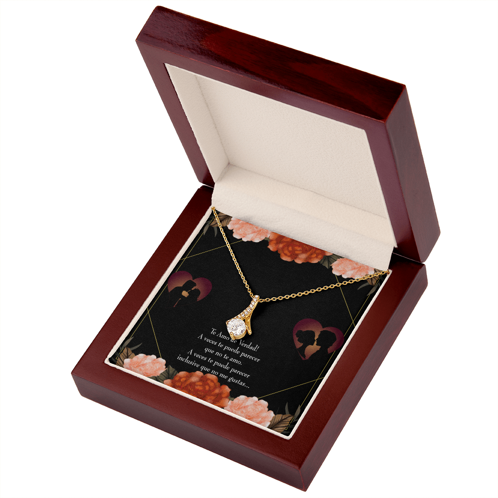To My Girlfriend Te Amo Alluring Ribbon Necklace Message Card-Express Your Love Gifts
