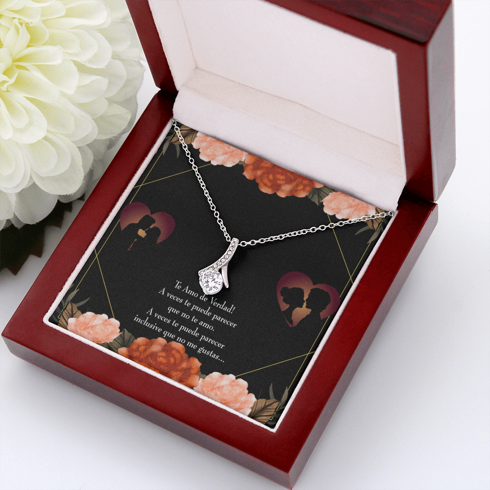 To My Girlfriend Te Amo Alluring Ribbon Necklace Message Card-Express Your Love Gifts