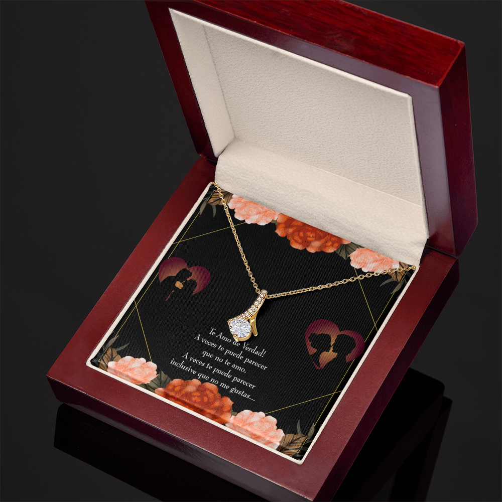 To My Girlfriend Te Amo Alluring Ribbon Necklace Message Card-Express Your Love Gifts