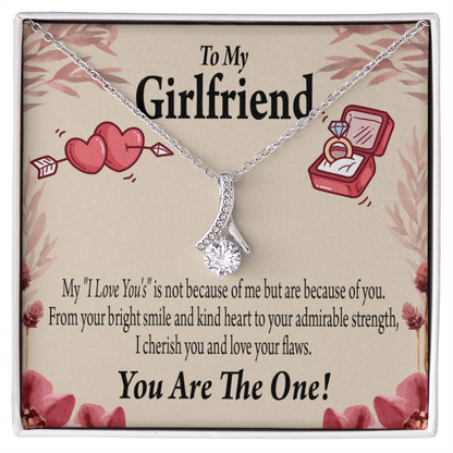 To My Girlfriend The One Alluring Ribbon Necklace Message Card-Express Your Love Gifts